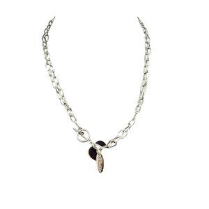 Plunder Toggle Clasp and Heart Pendant Double-Strand Chain Necklace